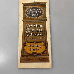 New York Central Railroad Train 20th Century Ltd Timetable Schedule 1915